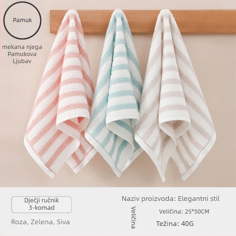 Dječji ručnik od pamuka za lice, upija i mekan (materijal: pamuk; pređa: 100d; tkanina: Plain weave; težina: ispod 50 g; kategorija: ručnik/ručnik za lice)