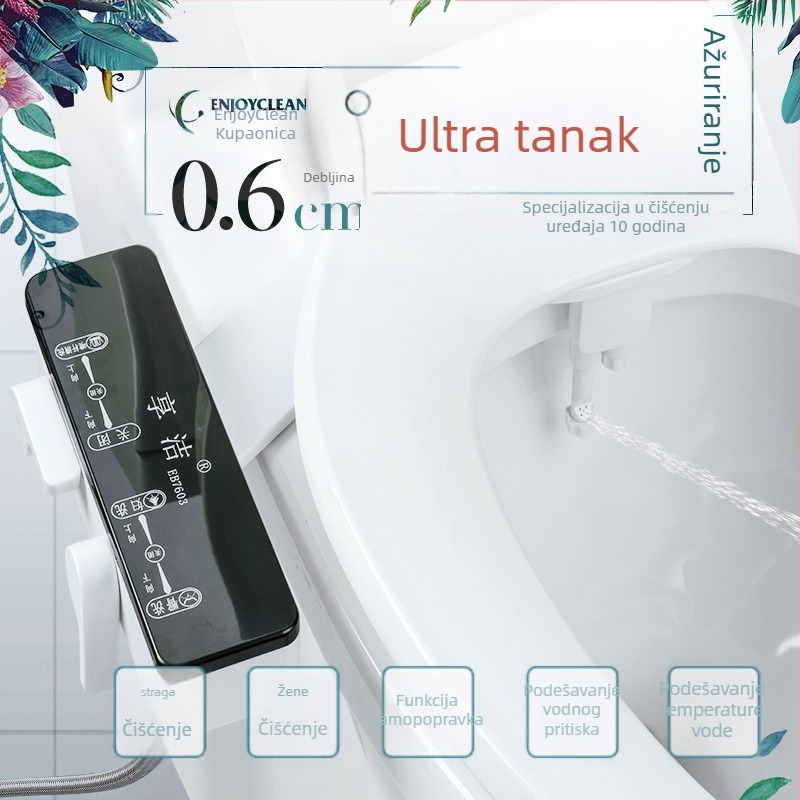 Ne-električni bidet za WC s podesivom mlaznicom, regulacijom tlaka vode i mlaznicom koja se samočisti, univerzalna kompatibilnost (EB7200)