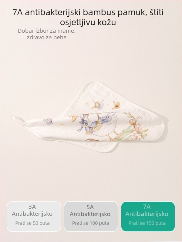 Kvadratni ručnik za bebe za lice i kupanje - Meijia bell, 70% viskoza, 30% pamuk, upija vodu, unisex, pogodan za novorođenčad i djecu do 6 godina