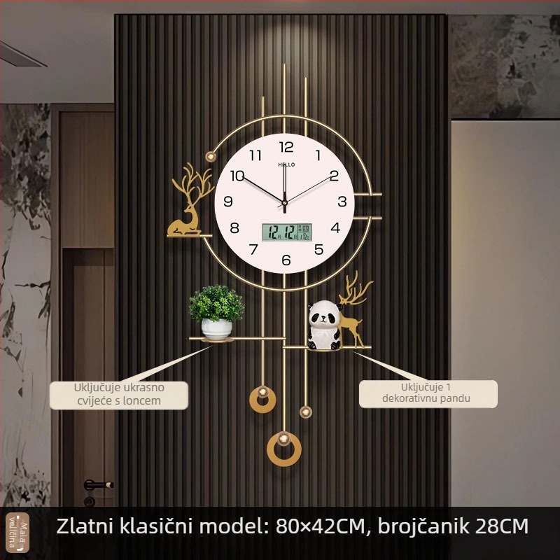 Zidni sat, moderan pravokutni željezni kućište, baterijsko napajanje, Seiko mehanizam sa sweep sekundama, analogni prikaz, dnevni boravak