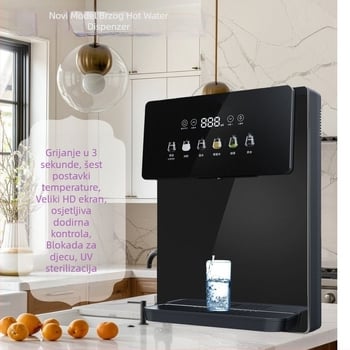 Dispenzer za vodu vruću i hladnu s dvostrukim izlazom, raspon temperature 5–98°C, dnevni kapacitet 24.000