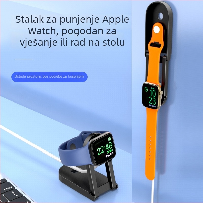 Cahezo držač za punjenje Apple Watch, zidni držač, bez bušenja, samoljepljiva baza za punjenje s podesivim držačem