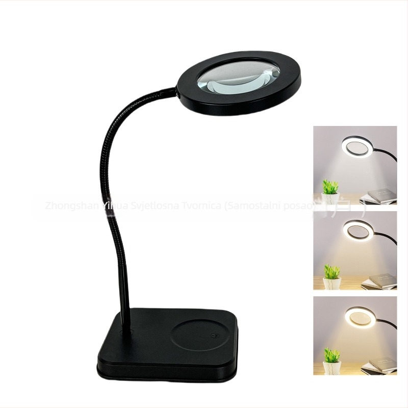 Stolna lampa sa povećalom za popravke, USB napajanje, metalno sjenilo, osnovno osvjetljenje, CE potvrda, napon ≤36V