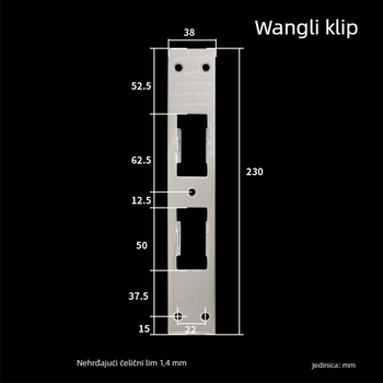 Korpus brave za okvir vrata, sigurnosna vrata, materijal: željezo i nehrđajući čelik, 0,1 kg, moderan minimalistički stil