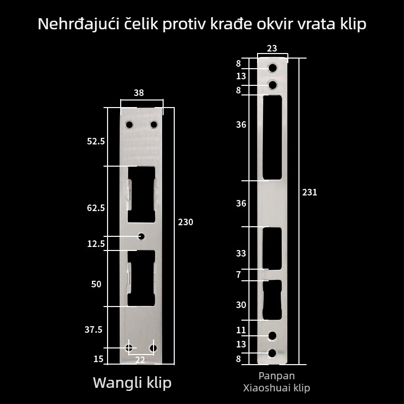 Korpus brave za okvir vrata, sigurnosna vrata, materijal: željezo i nehrđajući čelik, 0,1 kg, moderan minimalistički stil