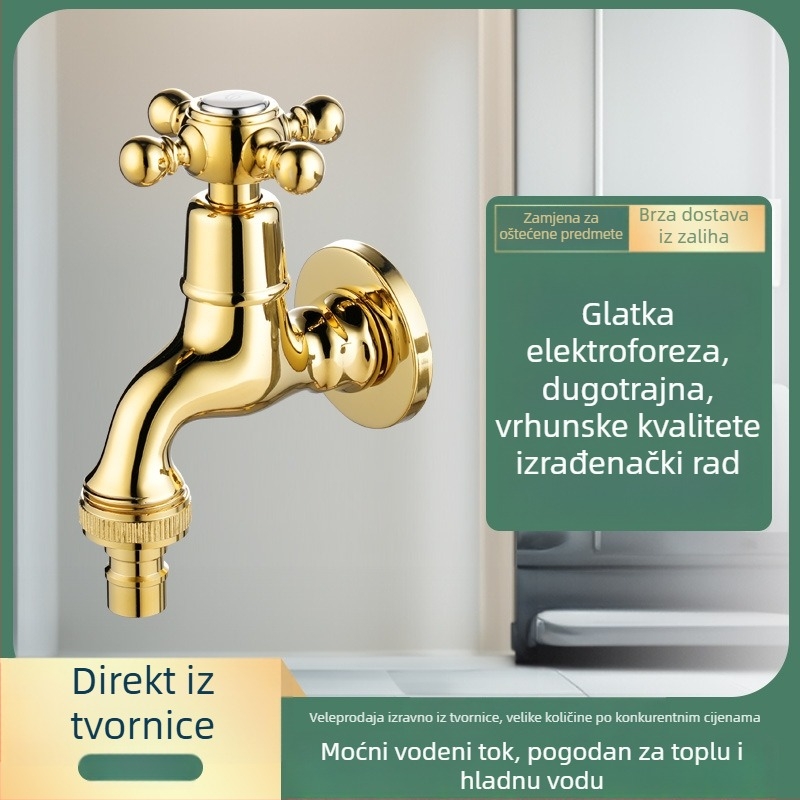 Zidna miješaju slavina za perilicu i mop umivaonik, bakreno tijelo, keramički jezgreni ventil, GLS-32160, 0–90°C, tlak 1–15 kg