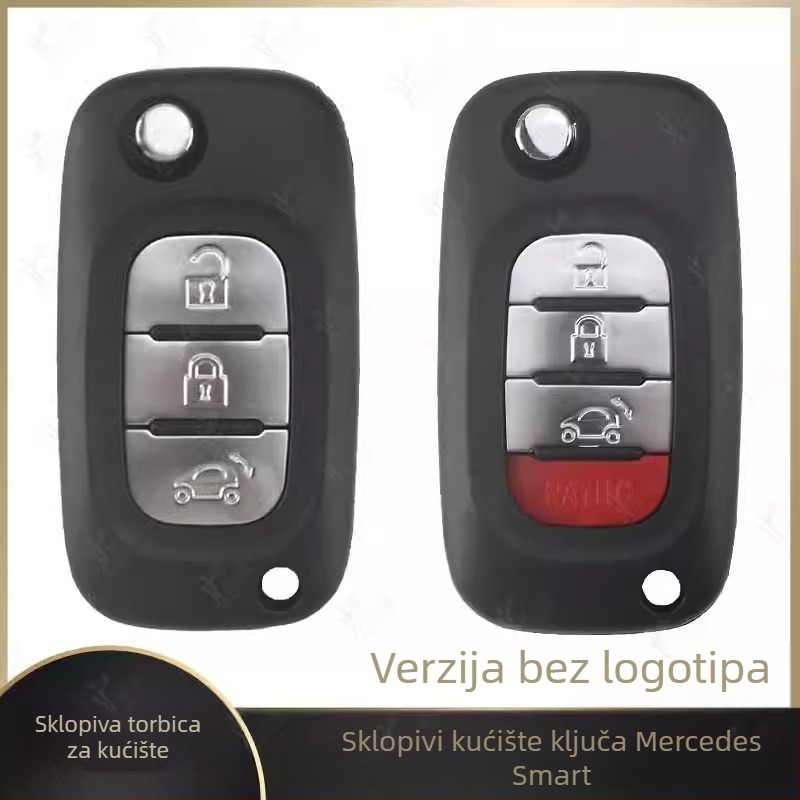 Kućište ključa Mercedes Smart za sklopivi daljinski, 3-4 tipke, plastika, model SS, s šarkom