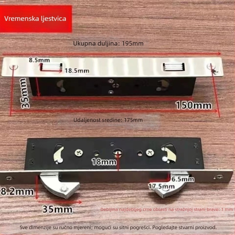 Brava za klizna vrata s dvostrukom kukom, od željeza, model 1868, moderni minimalistički stil