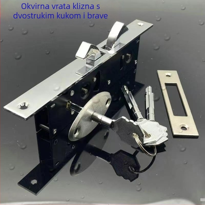 Brava za klizna vrata s dvostrukom kukom, od željeza, model 1868, moderni minimalistički stil