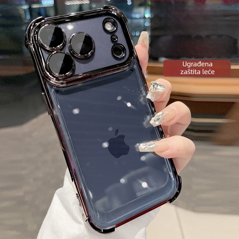 Prozirni silikonski futrola za iPhone s zaščitom od pada in elektroplatom, kompatibilna s iPhone 12–14 serijom
