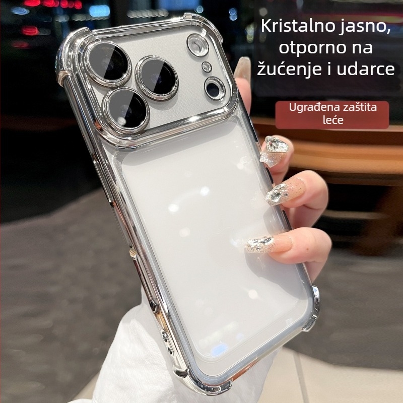 Prozirni silikonski futrola za iPhone s zaščitom od pada in elektroplatom, kompatibilna s iPhone 12–14 serijom