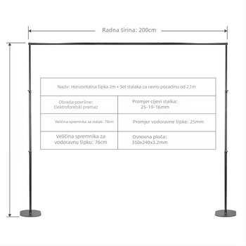 Stalak za pozadinu, metalna konstrukcija, model Flat frame, Autonomy, pogodan za fotografiranje odjeće