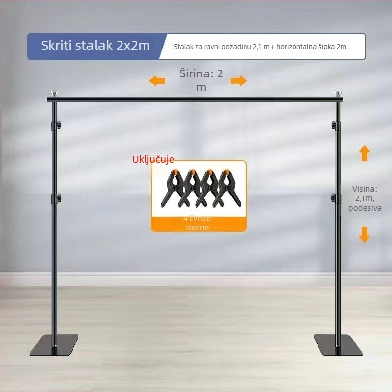 Stalak za pozadinu, metalna konstrukcija, model Flat frame, Autonomy, pogodan za fotografiranje odjeće