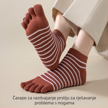 Čarape za pet prstiju, prugasti uzorak, kratke, upijaju znoj, otporne na miris, poliester-pamučne