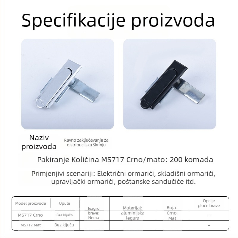 Ms717-1 Brava za ormarić - aluminijska legura, kuglasta brava (ball lock), bez ključa, za distribuirne i prekidačke ormariće