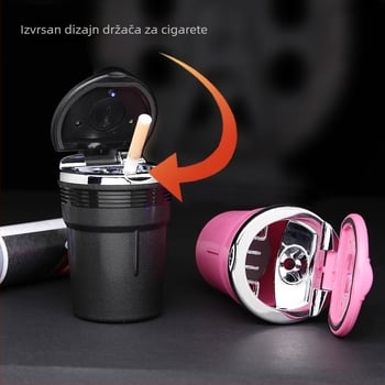 Fire Wheel LED auto pepeljara s poklopcem, plastična, odvojiva i periva, otisak logotipa, moguća privatna marka