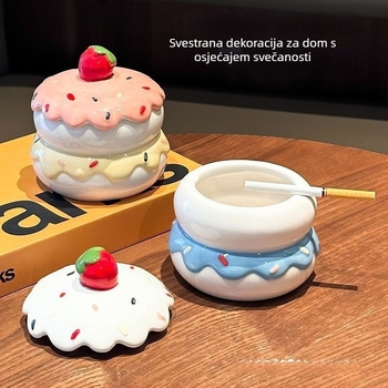 Keramički pepeljar s poklopcem, ručno rezbaren, za dnevni boravak — HL1023460927