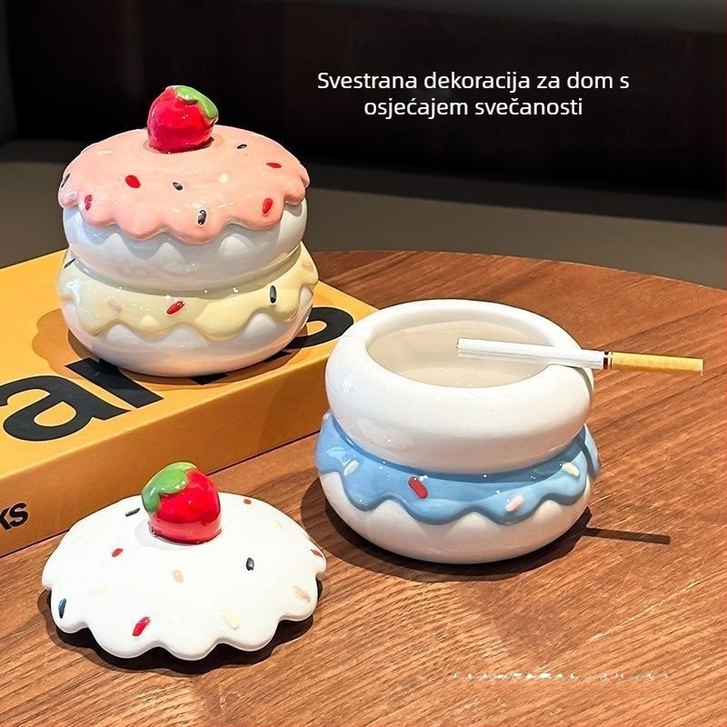 Keramički pepeljar s poklopcem, ručno rezbaren, za dnevni boravak — HL1023460927