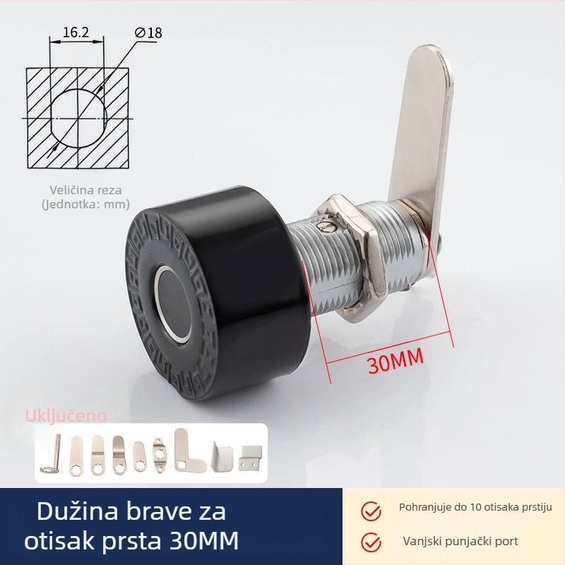 Brava za ladicu s otiskom prsta BLJ (Model 618809, Materijal: ABS + cinkova legura, Opseg primjene: ormarići s jednom ili dvije vrata i ladice, Stil: moderni minimalistički)