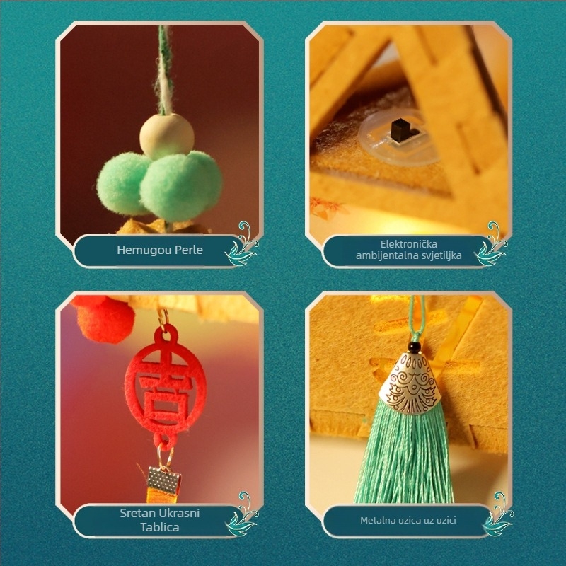 DIY trokutasti lanterna komplet s karikaturom kineskog klasičnog stila i zvučno-apsorbirajućim panelima; proizvodnja strojna i ručna