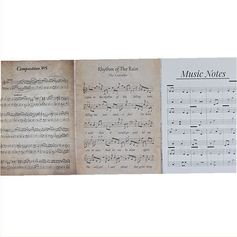 Pozadina za fotografiranje s vintage rekvizitima, starinskim engleskim papirom i notnim papirjem