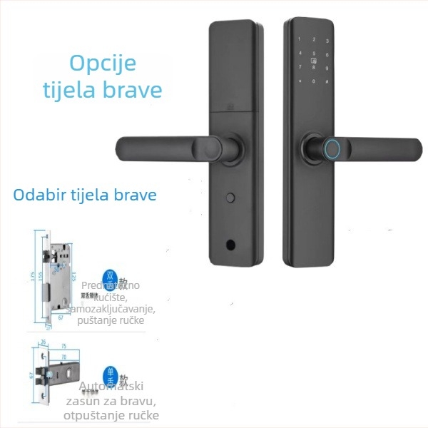 Model 009: Pametna brava s otiskom prsta i lozinkom za drvena vrata — aluminijska legura, za unutarnja vrata