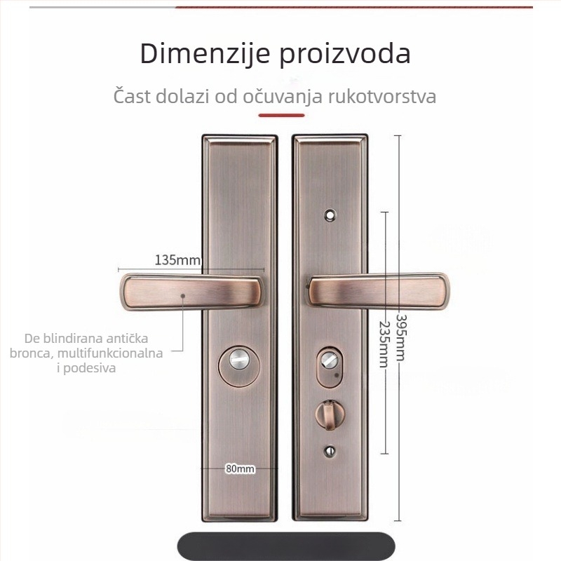 Model 1578 | Drška s zaključavanjem od nehrđajućeg čelika za vrata s zaštitom od krađe | Moderan minimalistički dizajn, pogodan za ulazna i spavaća vrata