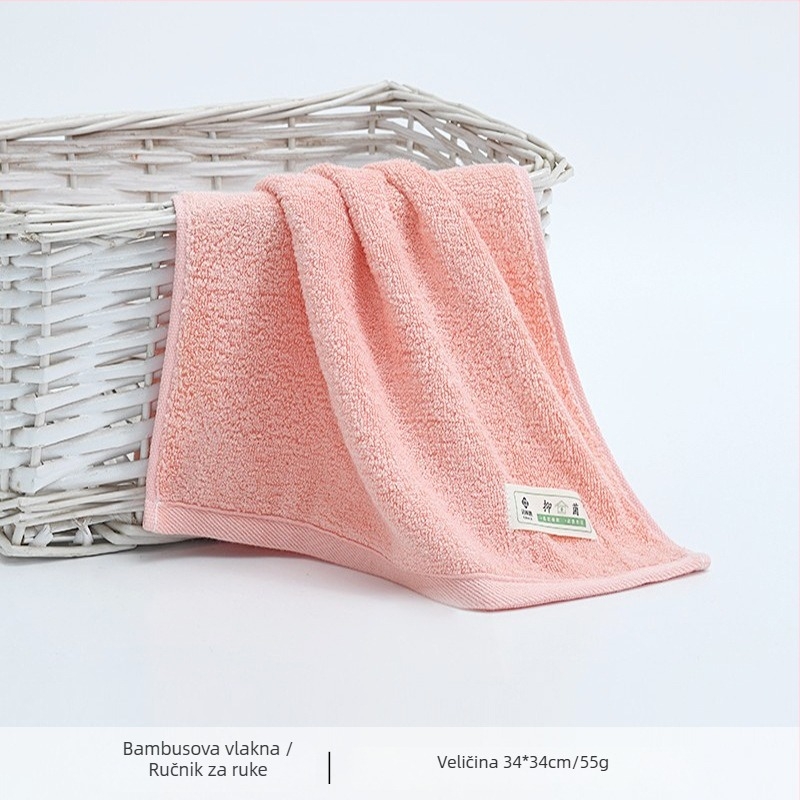 Dječja kvadratna maramica za lice od bambusovih vlakana, s izvezenim logom, 60g, 32 vlakna, slub pređa