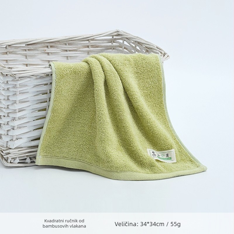 Dječja kvadratna maramica za lice od bambusovih vlakana, s izvezenim logom, 60g, 32 vlakna, slub pređa