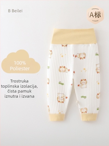 Beilun 100% pamuk novorođenčadi hlače s visokim strukom i otvorom između nogu, za proljeće i jesen