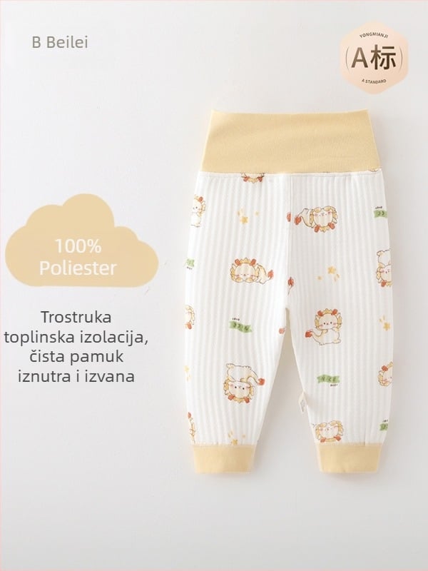 Beilun 100% pamuk novorođenčadi hlače s visokim strukom i otvorom između nogu, za proljeće i jesen