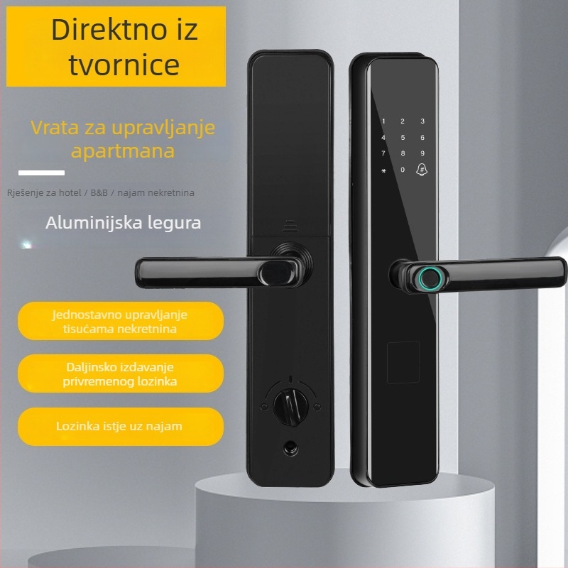 Pametni sigurnosni zaključavač vrata s otiskom prsta, lozinkom i ključem – HS-11SN, više od 1.000.000 otključavanja, 100 pohranjenih otisaka, skeniranje 0,01 s, <0,01% lažno prepoznavanje, DC napajanje