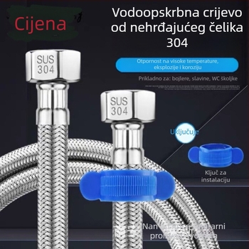 304 nehrđajući čelik dvostrano vodovodno crijevo za bojler, opleteno, spiralni tip, nominalni tlak 1.0, radna temperatura 0–90°C