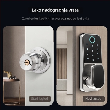 FM09 Pametna brava s otiskom prsta, Bluetooth, lozinkom i karticom za drvena vrata (unutarnja) – pohranjivanje 100 otisaka, >100000 otključavanja, skeniranje <0,5 s, 1:N usporedba