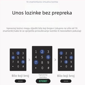 Pametna brava za vrata s otiskom prsta, kartom, Bluetoothom i lozinkom – pohranjeno 300 otisaka, DC napajanje, debljina vrata 40–110 mm, kućište 6068 protiv krađe, daljinsko otključavanje