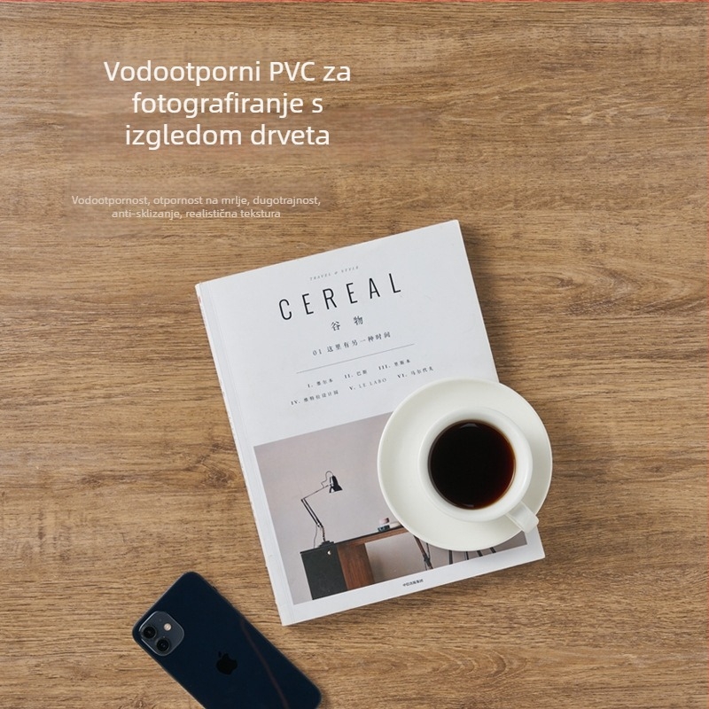 PVC fotografijska pozadina s drvenom teksturom; pozadina od papira ili tkanine za still life i fotografiju proizvoda.