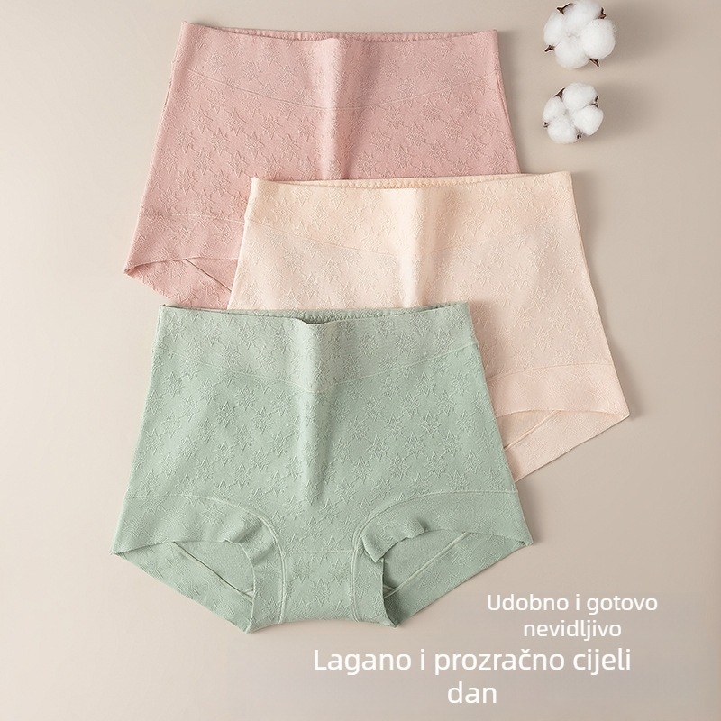 Ženske gaćice od pamuka s visokim strukom, prozračne, 90–95% pamuka, podizanje stražnjice