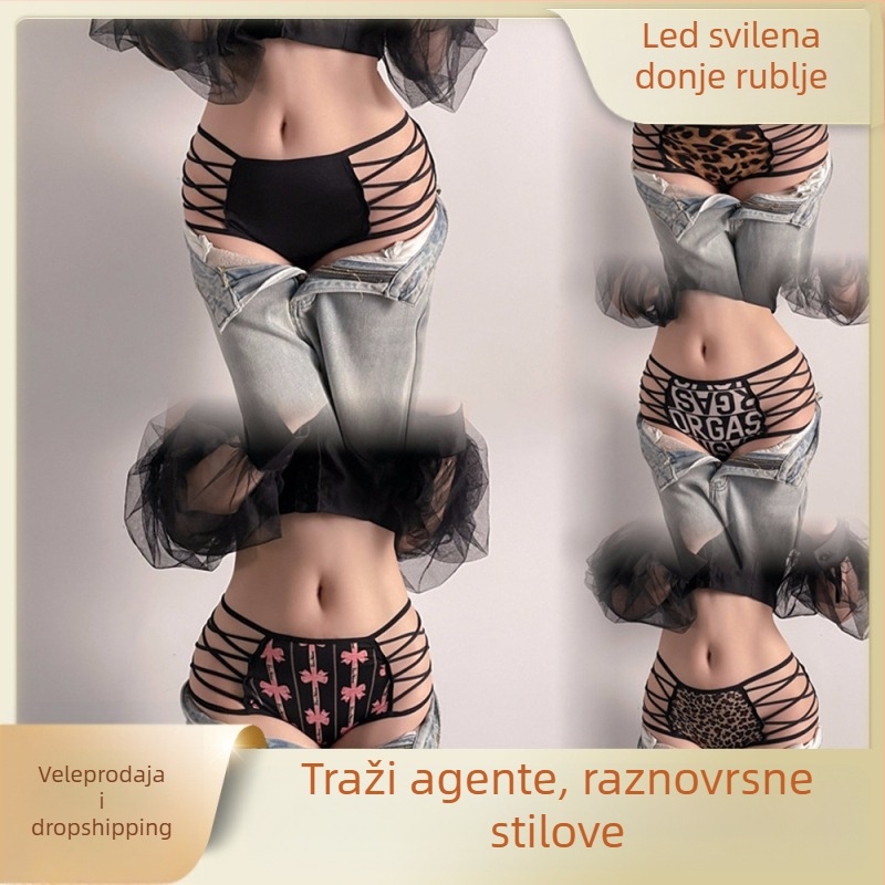 Ženske gaćice Ice Silk, prozračne, s otvorima, visokim strukom, podižu bokove