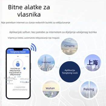 Pametna brava za vrata za apartmane i hoteli s udaljenim otključavanjem putem mobilne aplikacije, model D32, pohrana otisaka 100, više od 100000 otključavanja, čelično kućište, radna temperatura -25 do 60°C