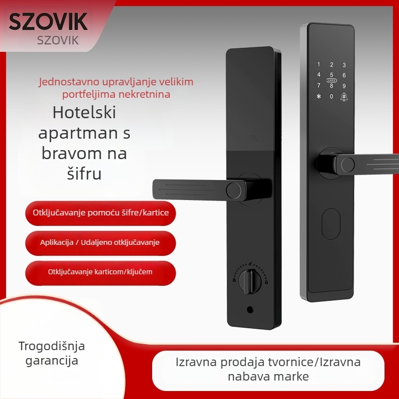 Pametna brava za vrata za apartmane i hoteli s udaljenim otključavanjem putem mobilne aplikacije, model D32, pohrana otisaka 100, više od 100000 otključavanja, čelično kućište, radna temperatura -25 do 60°C