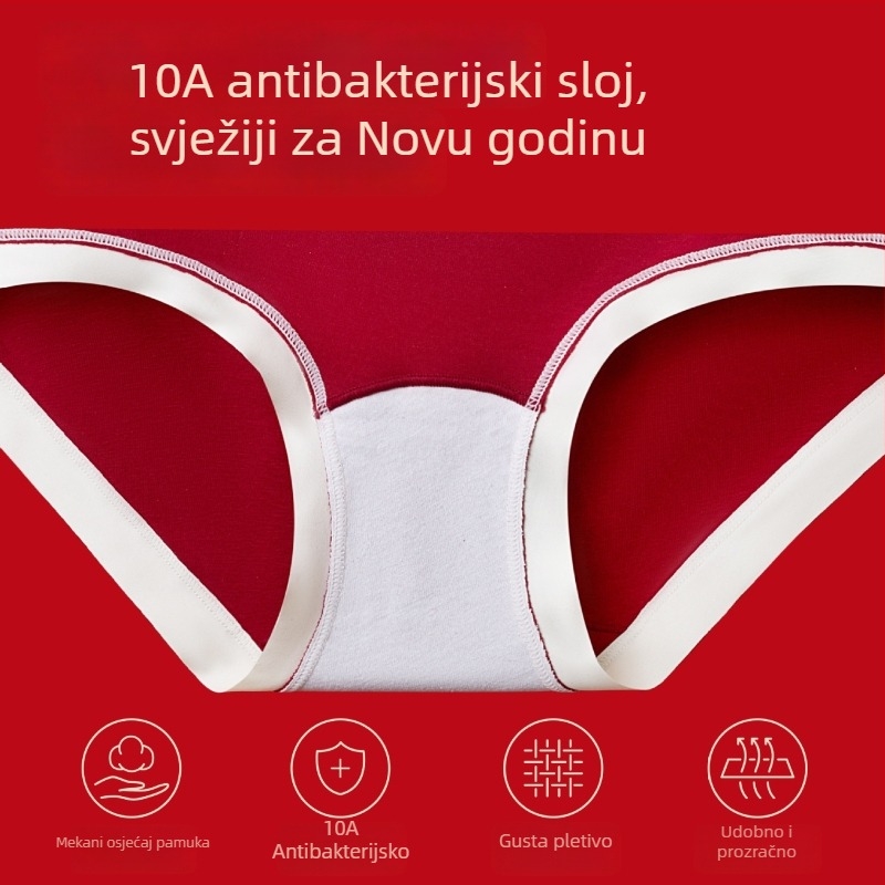 Ženske pamučne gaćice sa srednjim pojasom, antibakterijske, prozračne, s motivom zodijaka godine