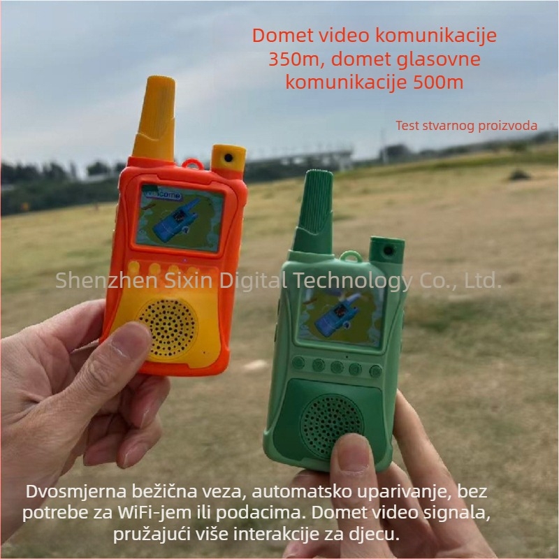 Dječji videointerkom, prijenosni, domet do 1,5 km, litij-ionska baterija 1000 mAh, s zaslonom, otporan na prašinu