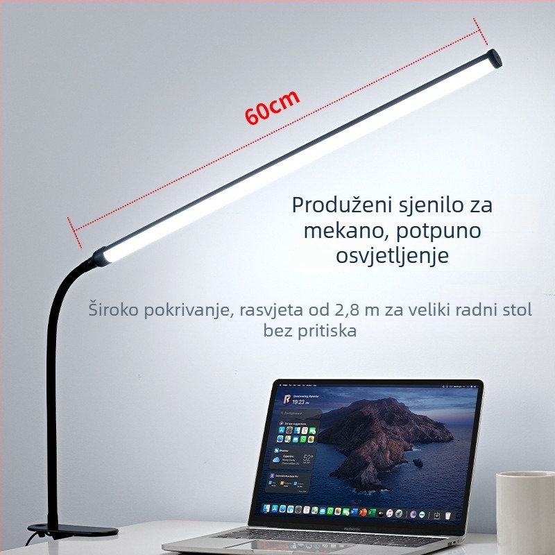 LED stolna svjetiljka s klipom – USB napajanje, zaštita očiju, klipsa za montažu, CRI ≥90, napon ≤36V
