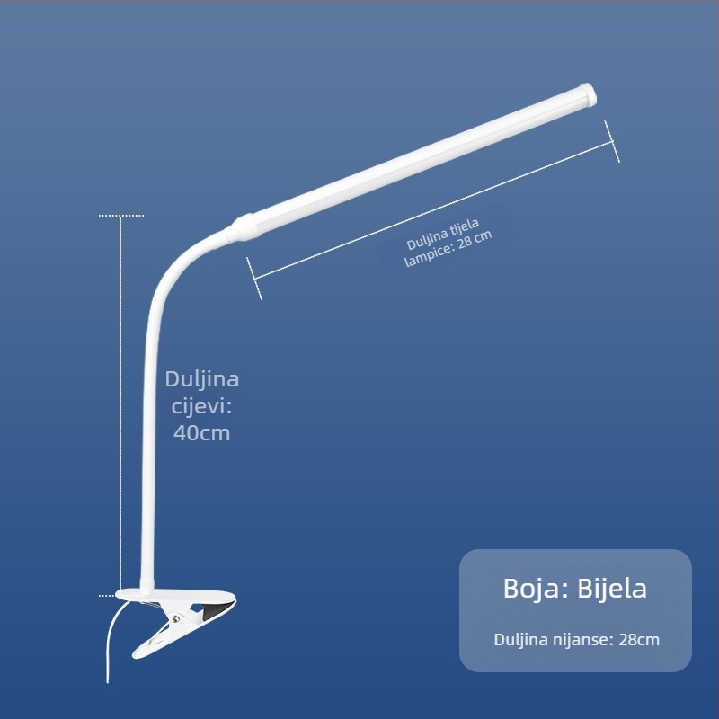 LED stolna svjetiljka s klipom – USB napajanje, zaštita očiju, klipsa za montažu, CRI ≥90, napon ≤36V