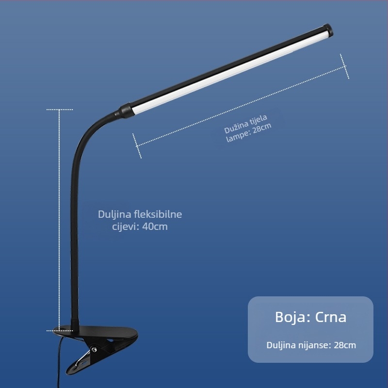 LED stolna svjetiljka s klipom – USB napajanje, zaštita očiju, klipsa za montažu, CRI ≥90, napon ≤36V