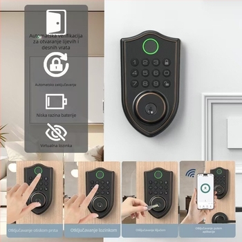 Pametna brava za kuću s otiscima prsta i lozinkom – pohranjeno 50 otisaka, otključavanje <0,3 s, FAR <3/100000, FRR <1/10000, radna temperatura -20 do 60°C