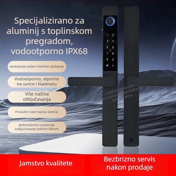 Qinyun F9-1 Pametna brava za vrata s otiskom prsta i lozinkom, pohranjuje 100 otisaka, više od 100000 otključavanja, skeniranje <0,1 s, IP65