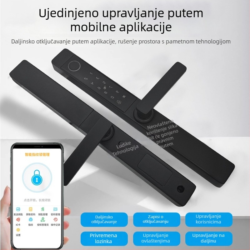 Qinyun F9-1 Pametna brava za vrata s otiskom prsta i lozinkom, pohranjuje 100 otisaka, više od 100000 otključavanja, skeniranje <0,1 s, IP65