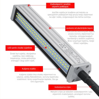 LED radno svjetlo za strojeve s dugim ramenom, vodootporno, magnetska baza, 220V/24V/36V