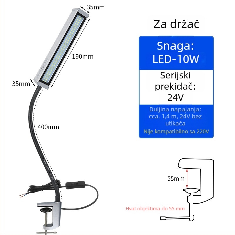 LED radno svjetlo za strojeve s dugim ramenom, vodootporno, magnetska baza, 220V/24V/36V